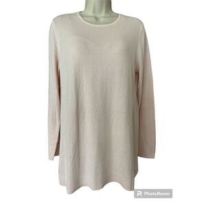 J. Jill Soft Knit Tunic Sweater Size S Pale Pink Long Sleeve Crew Neck
